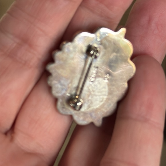 Native American earring and broach with sterling silver and turquoise - Picture 15 of 16